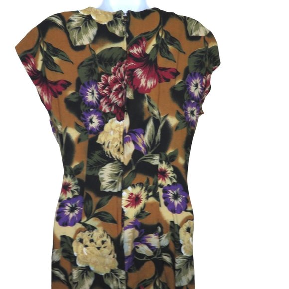 Vintage Sheri Martin Knee Length Shift Dress Floral Ruffle Hem Hawaiian MuuMuu - Picture 10 of 11